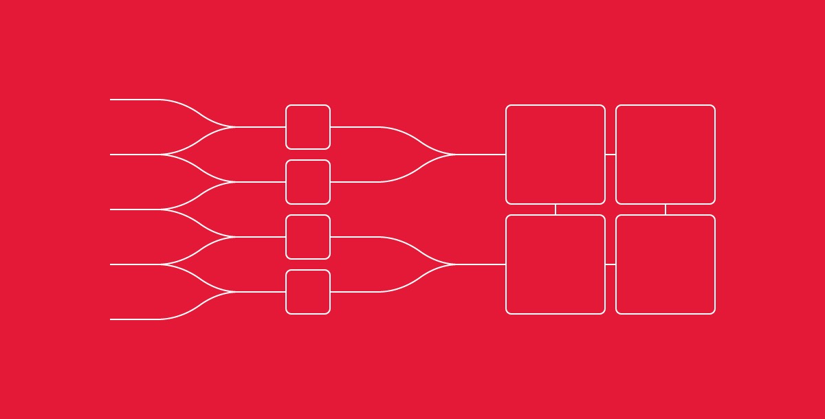 Icon representing 2 cores being split via Hyperthreading