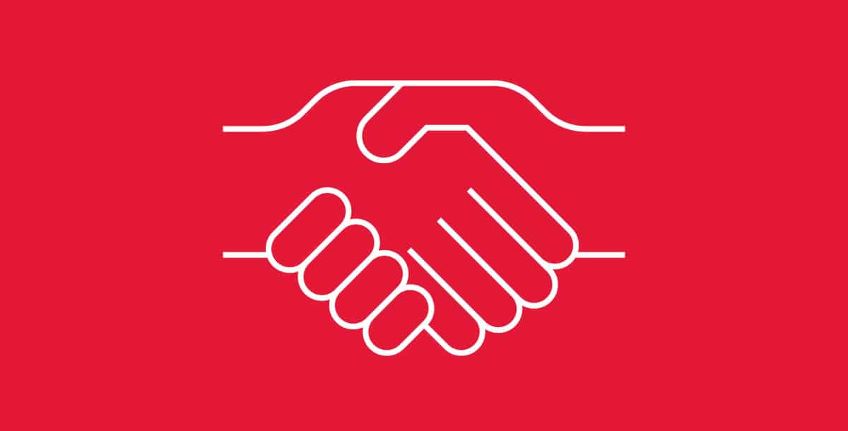 Icon of two hands shaking representing the Hivelocity Customer Referral Program