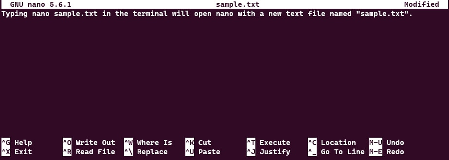 Screenshot showing the Nano Editor.