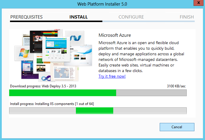 Installation process and download progress. 