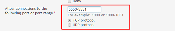 Clicking TCP Protocol in Plesk 