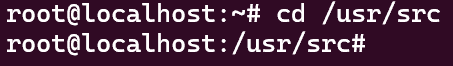Screenshot showing the cd /usr/src command