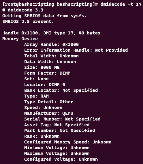 Screenshot showing the results of the command dmidecode -t 2.