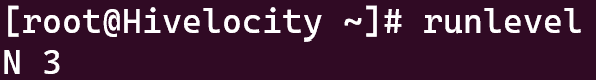 Screenshot showing the results of the runlevel command.