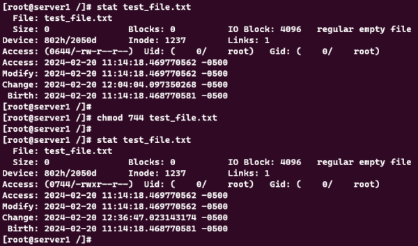 Using Absolute Mode to Modify File Permissions