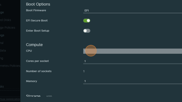 dashboard new VM CPU field