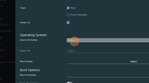 dashboard new VM Guest OS family