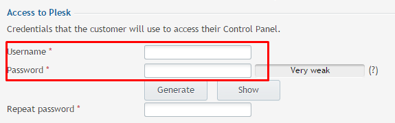 Image of creating a username and password for new customer. 