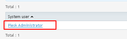 System User tab with the "Plesk Administrator" option highlighted