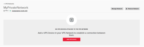 Configuration page for the VPS network that was created. Here we will add a new VPS
device to the VPS network.