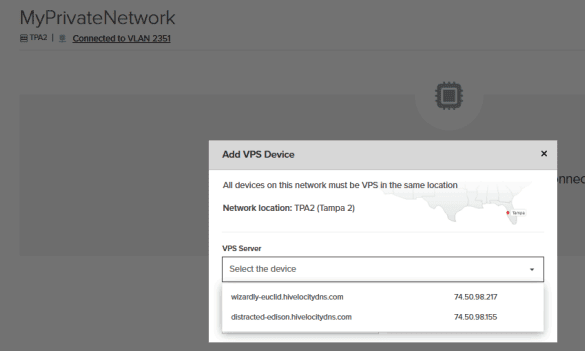 VPS Network device selection.