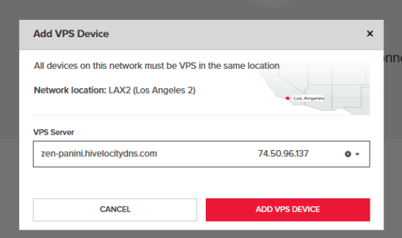 VPS Network device selection.