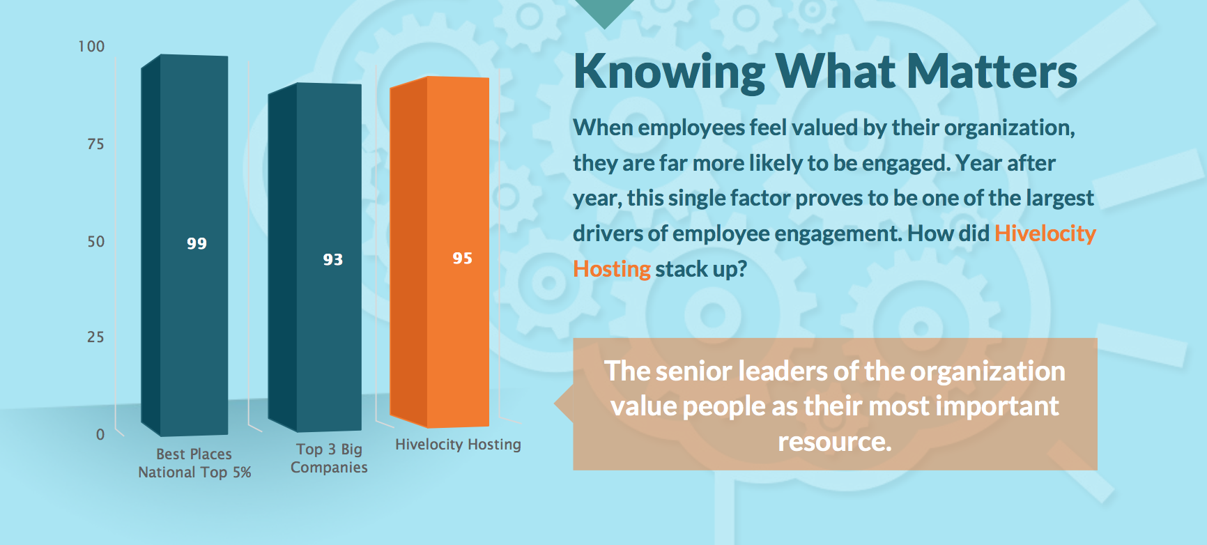 Screenshot showing Hivelocity's high ranking in employee appreciation compared to the other top companies