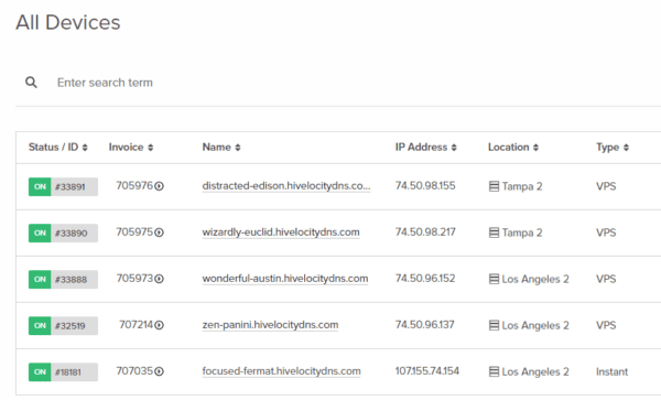 VPS Device List