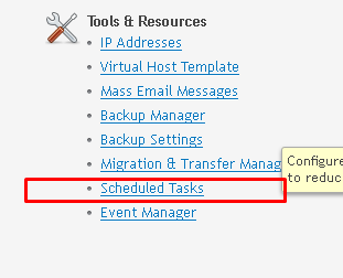 Tools & Resources options highlighting "Scheduled Tasks"