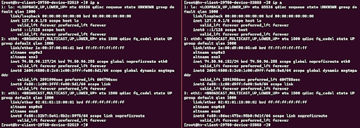 Split view of both servers and their ip a command output