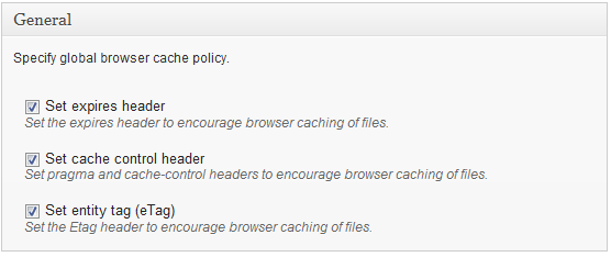 Click set expires header, set cache control header, and set entity tag under general. 