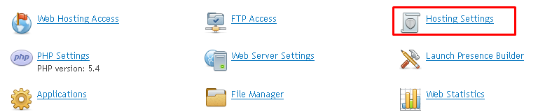 Click Hosting Settings within Plesk 